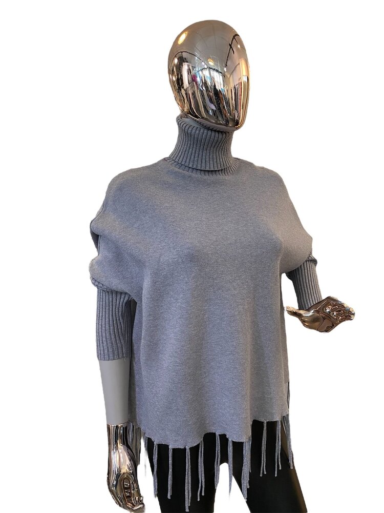 Paris Fringe Sweater Grey-9063