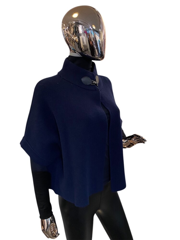 Paris Open Sweater W/Neck Fasten- Navy Blue