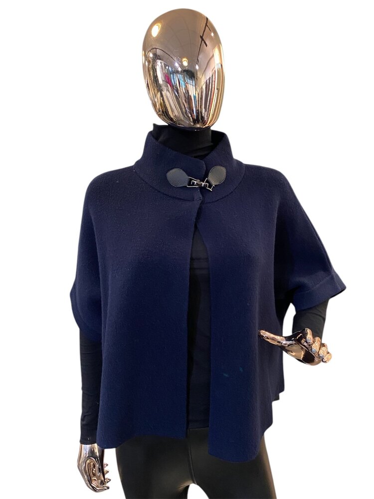 Paris Open Sweater W/Neck Fasten- Navy Blue