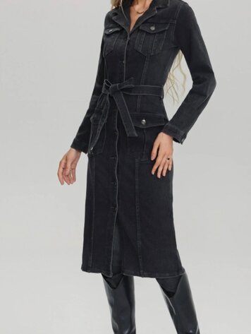 Paris Super Stretch Dress Trench- Dark Grey V8089
