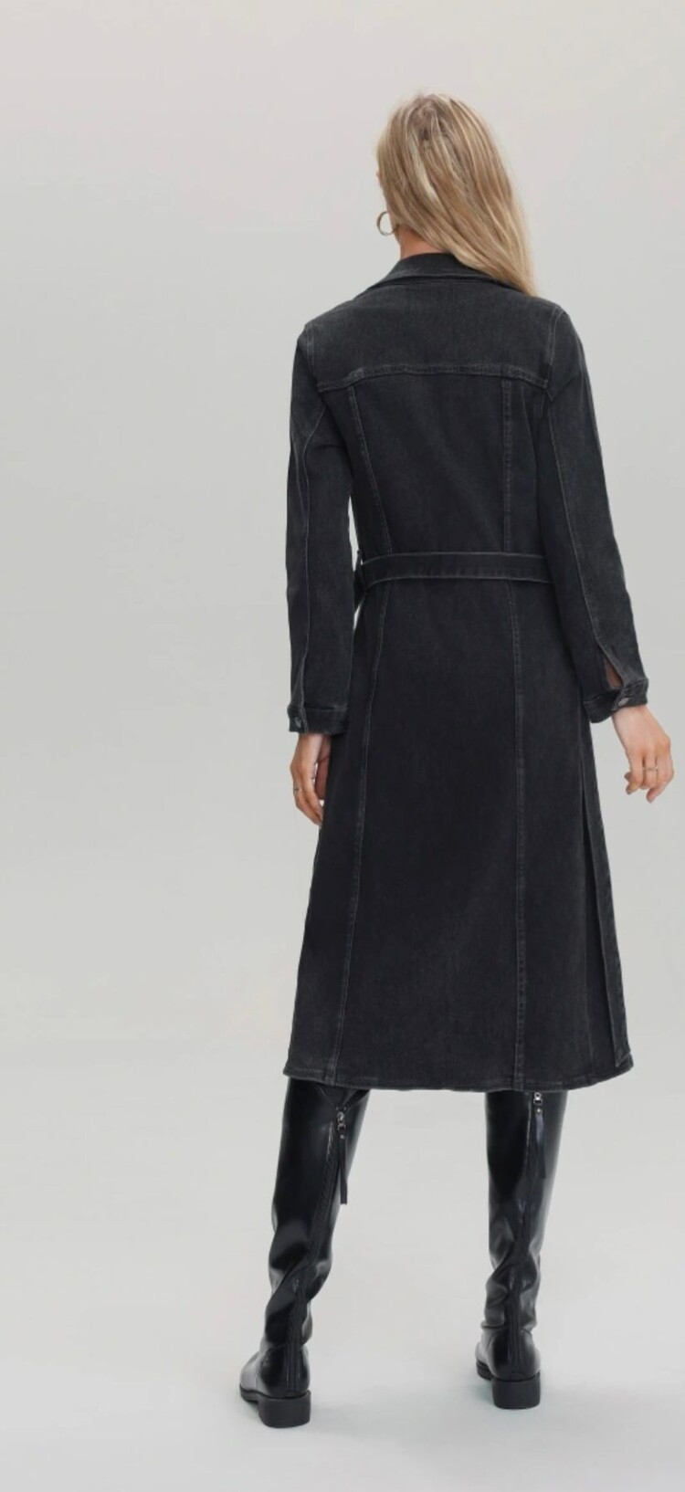 Paris Super Stretch Dress Trench- Black V8089