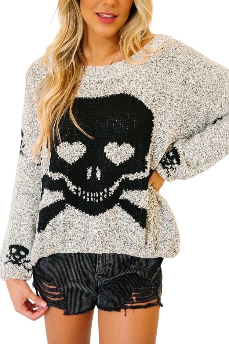 USA Skull Sweater Grey-515651