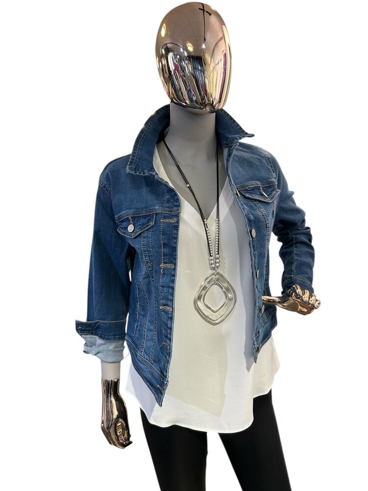 USA Denim Jacket With Colored Skull