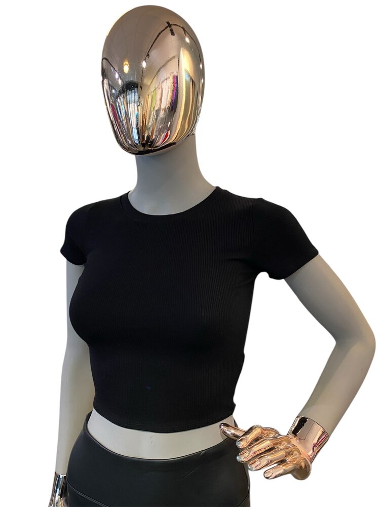 USA Popular Ribbed Top- Black TY7476