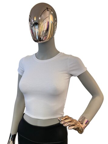 USA Popular Ribbed Top- White TY7476