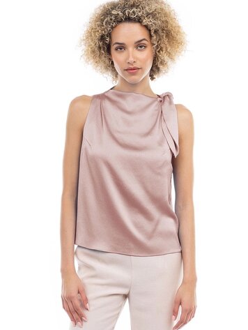 USA Sleeveless Blouse With Shoulder Tie Detail -Muave ST119371