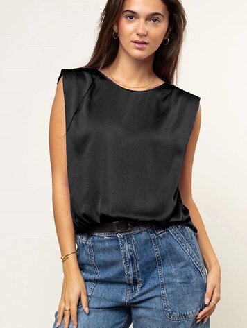 USA Boxy Drop Shoulder Blouse- Black SB119294