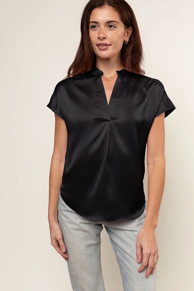 USA Drop Shoulder Blouse- Black WB4984