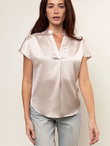 USA Drop Shoulder Blouse- Beige WB4984