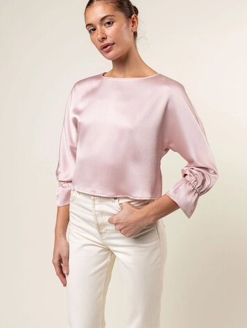 USA Boat Neck Bouse W/ Cuff Sleeves -Rose WB4972