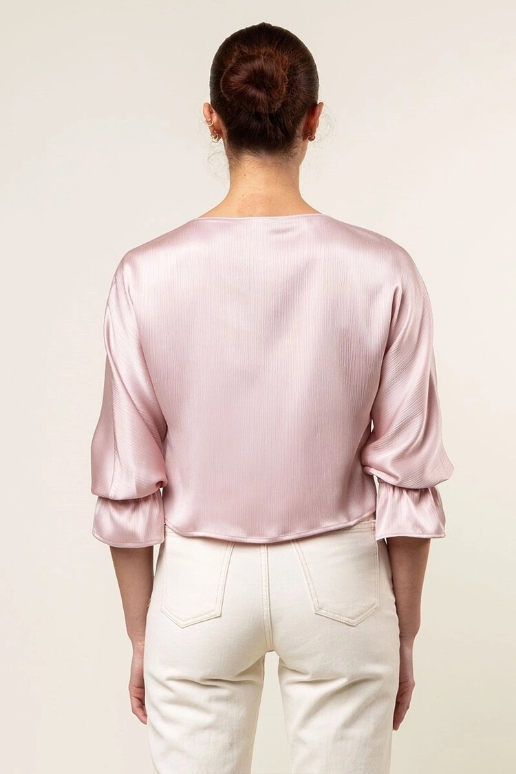 USA Boat Neck Bouse W/ Cuff Sleeves -Rose WB4972