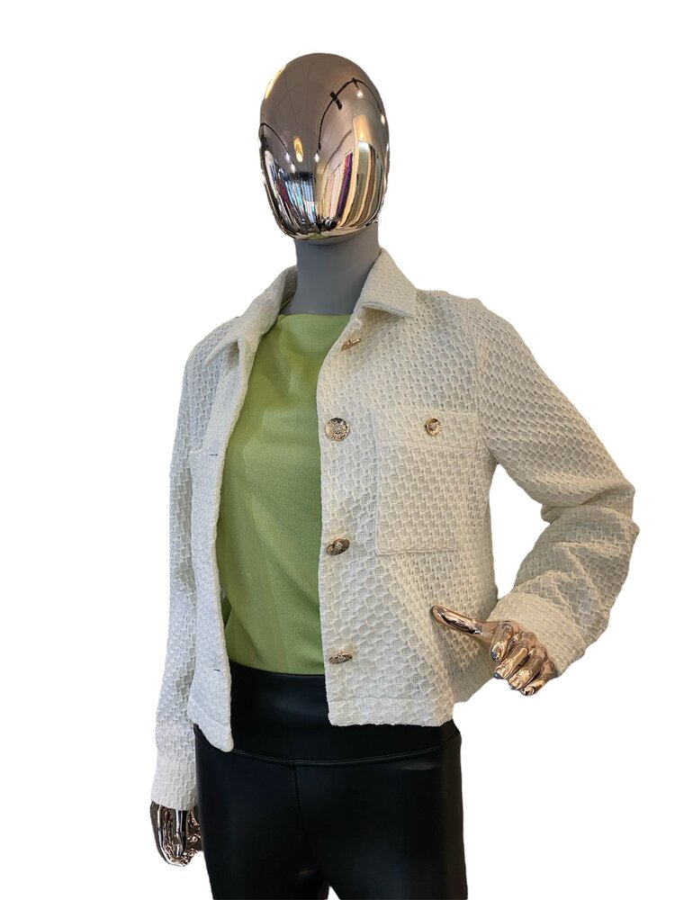 USA Shacket- Ivory With Gold Buttons-931043