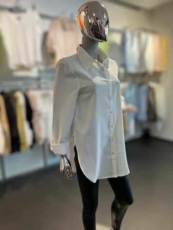 USA Crepe Oversized Long Dress Shirt- Ivory 99940