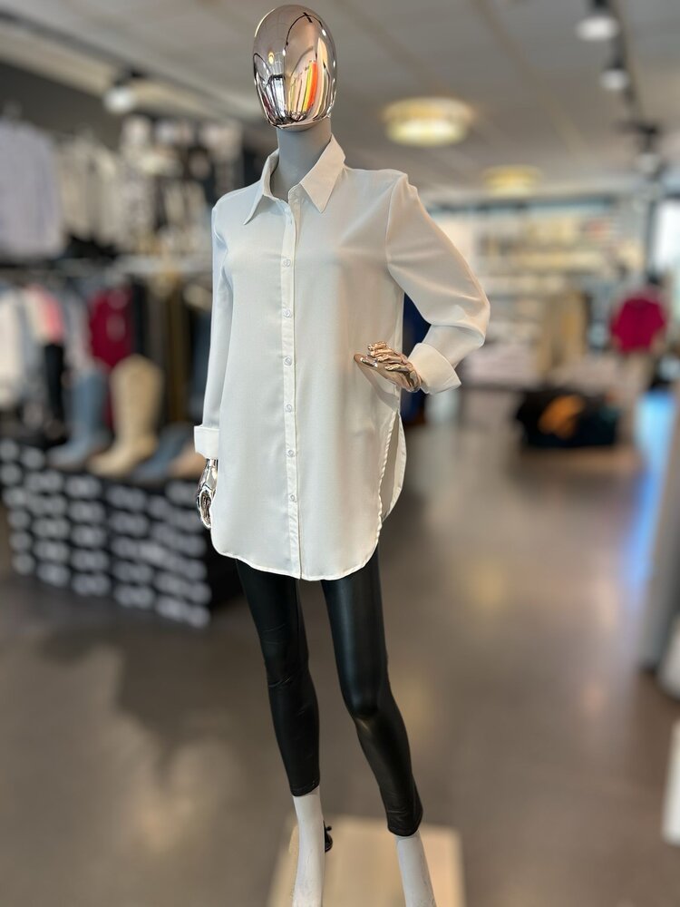 USA Crepe Oversized Long Dress Shirt- Ivory 99940