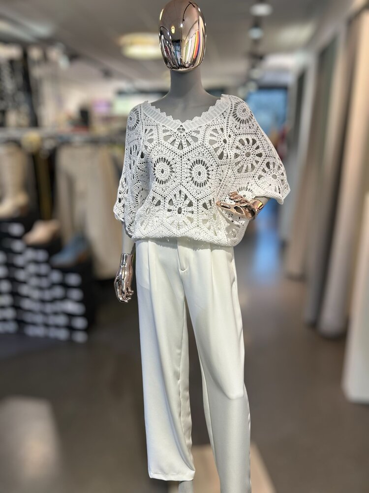 Paris Boho Knit Top- White *ONE SIZE