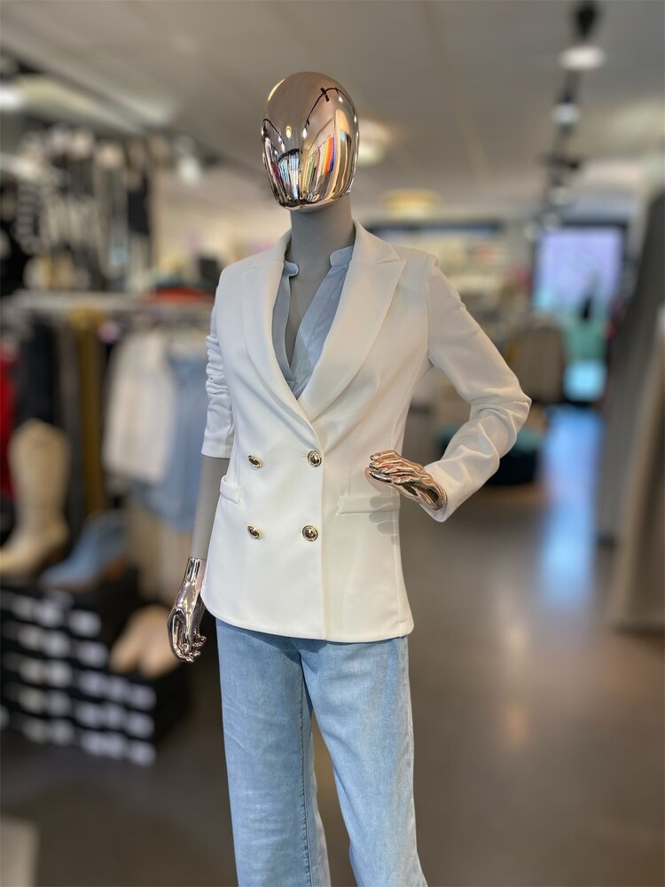 Italy Rina Double Breast Blazer- White