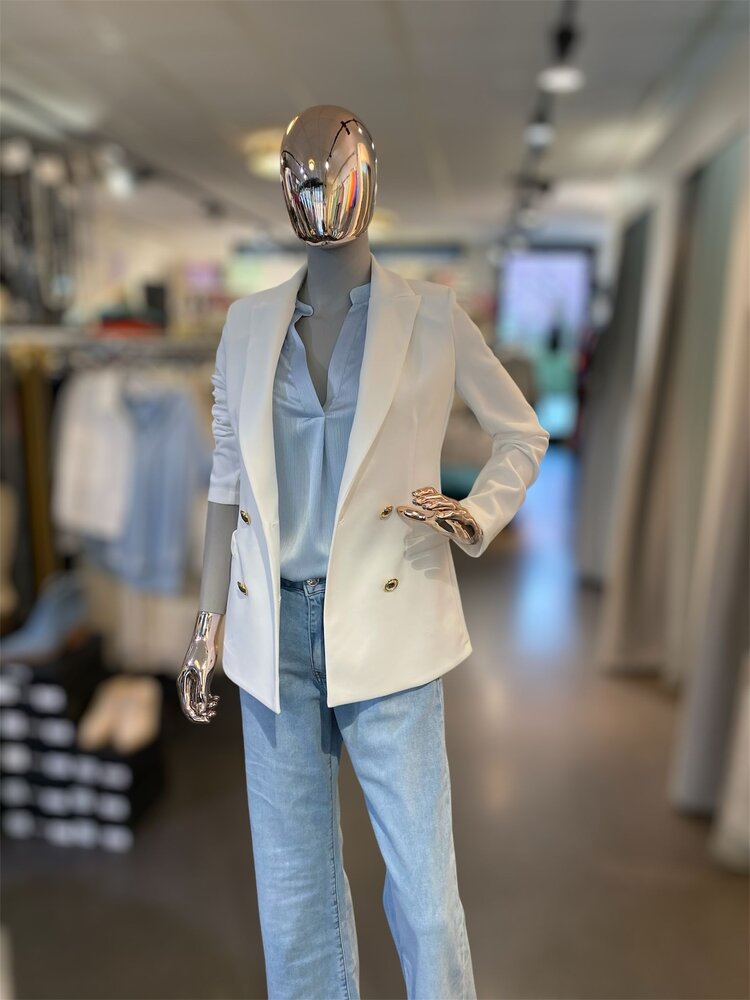 Italy Rina Double Breast Blazer- White