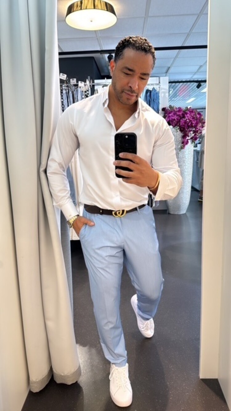 Italy Trousers W/ Cuffs -Light Blue PD3JJCS