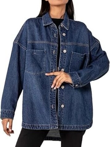 Paris Oversized Jeans Jacket - Dark Blue