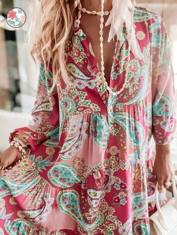 Boho Viscose Dress - Cranberry Passion