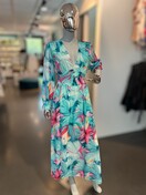 Aqua Floral Dress Long-8990 - Robeaux Switzerland