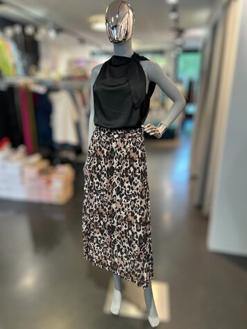 Paris Animal Print Skirt-Biege/Black