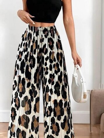 Paris Viscose Summer Pants-Leopard