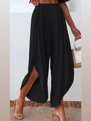 Paris Black Viscose Pants-89905