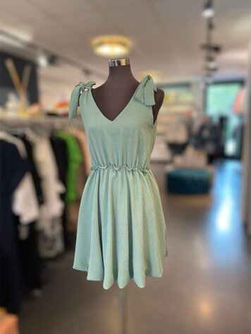 Paris Light Mint Green Summer Dress With Tie Straps