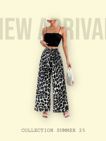 Paris Viscose Summer Pants - White Leopard