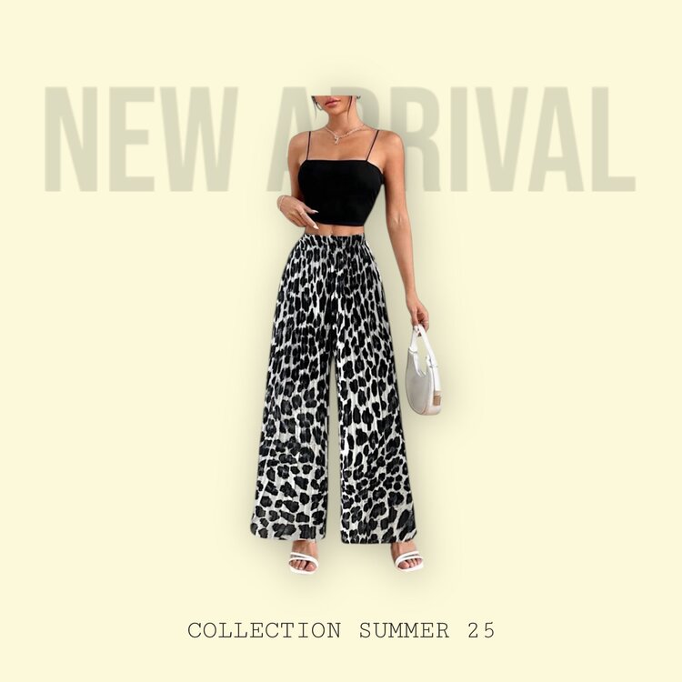 Paris Viscose Summer Pants - White Leopard