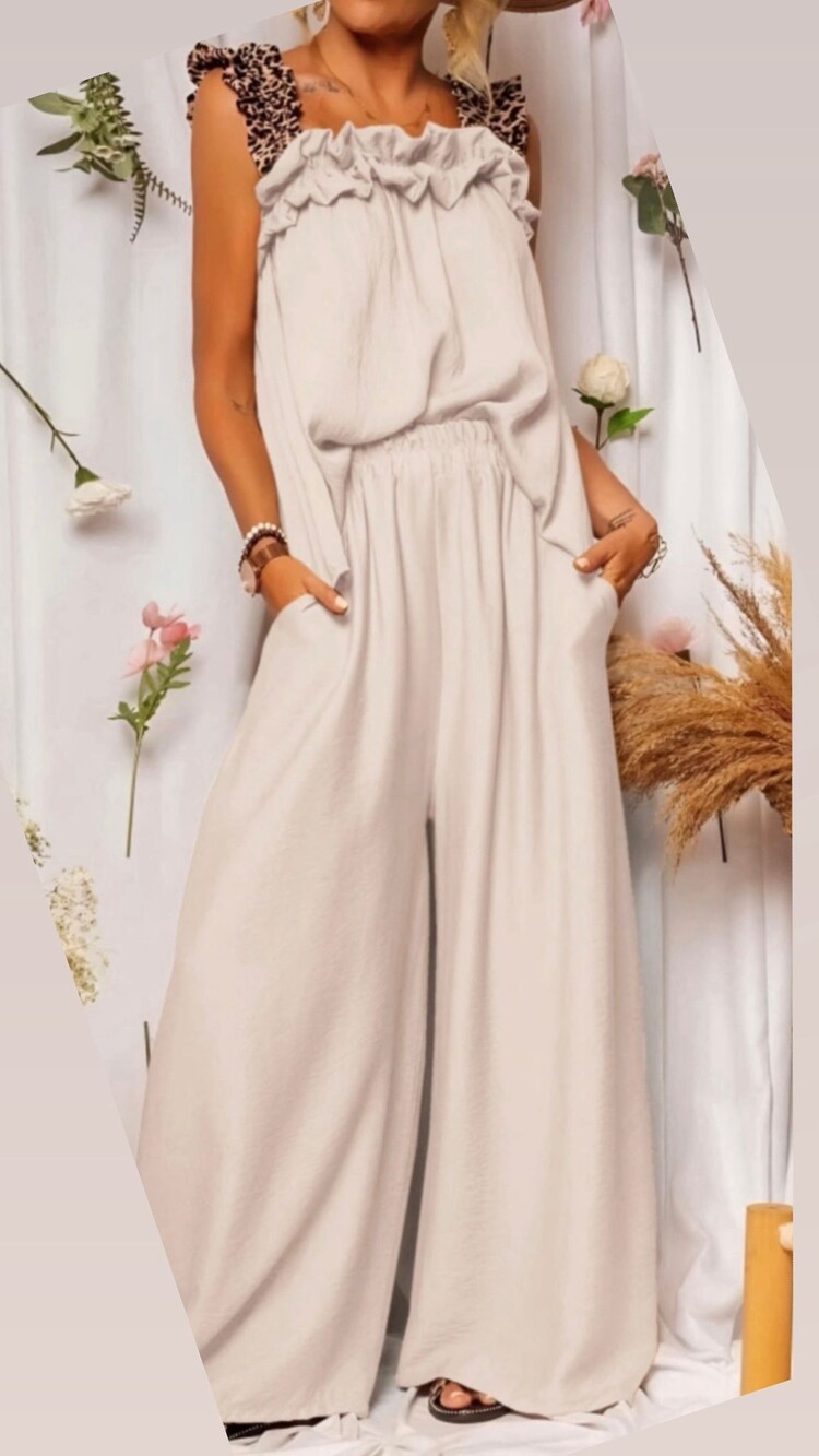 Paris SET Viscose Pants & Top-Beige
