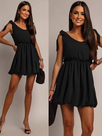 Paris Black  Summer Dress With Tie Straps