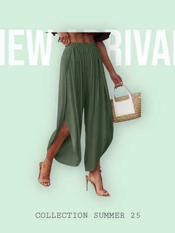 Paris Olive Viscose Pants-89905