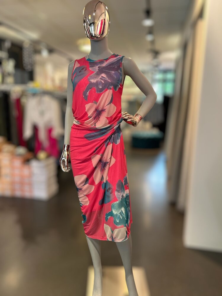 Paris Fuschsia Viscose Floral Dress