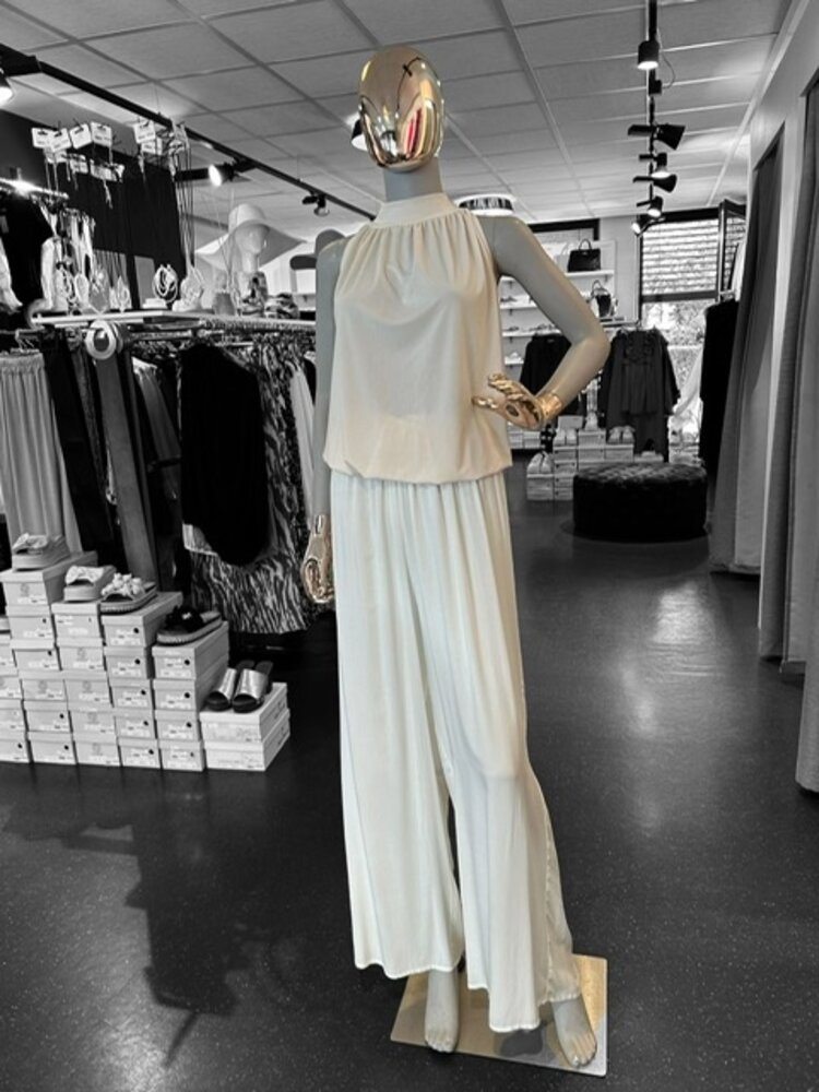 Beige Gathered Halter Blouse