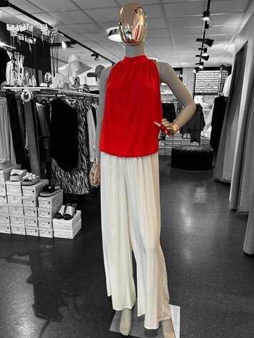 Paris Red Gathered Halter Blouse