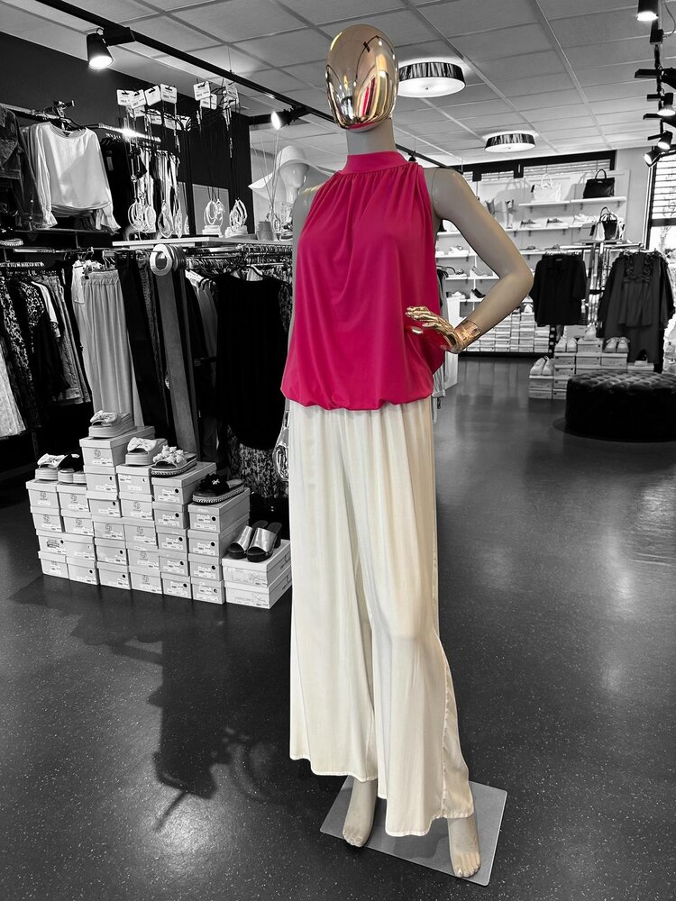 Paris Fuchsia Gathered Halter Blouse