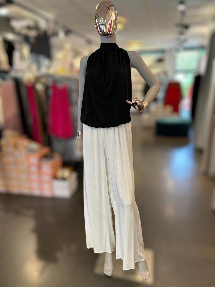 Black Gathered Halter Blouse