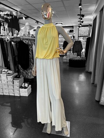 Paris Yellow Gathered Halter Blouse