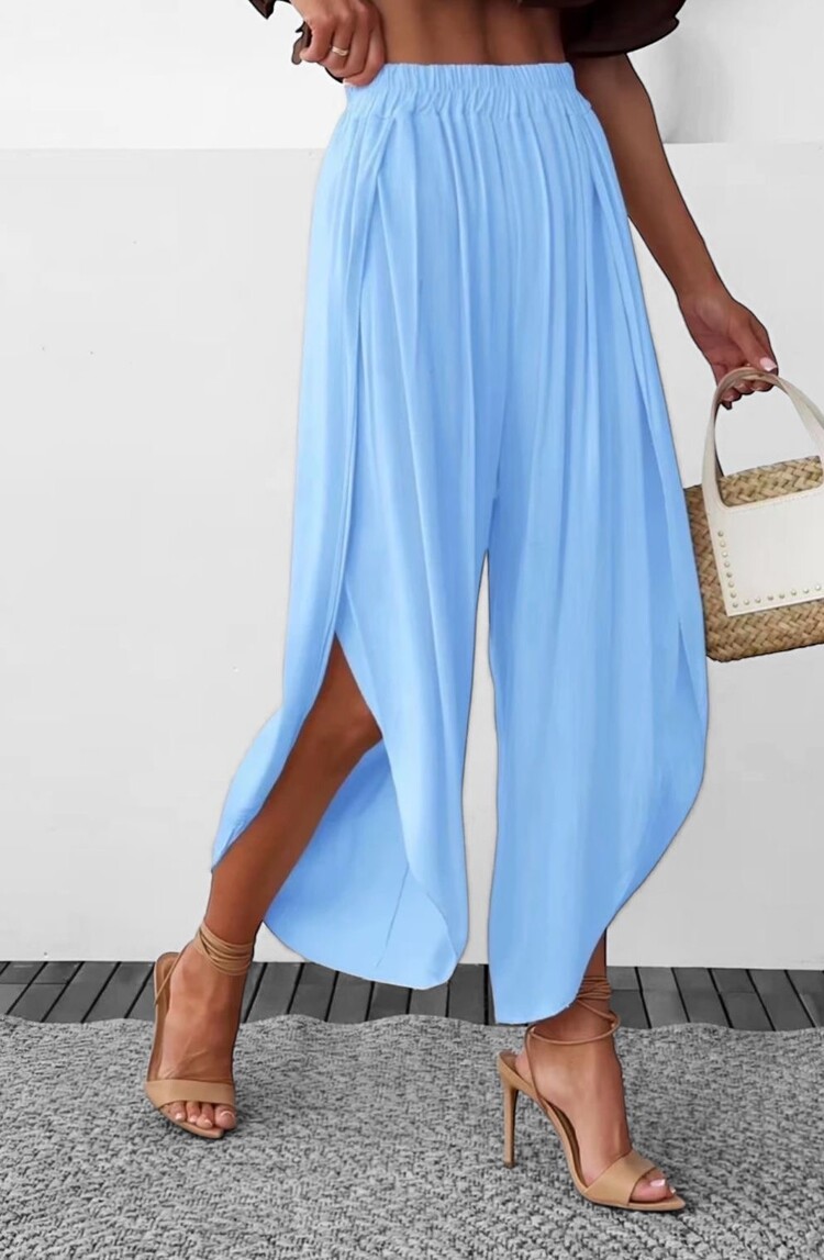 Paris Light Blue Viscose Pants-89905