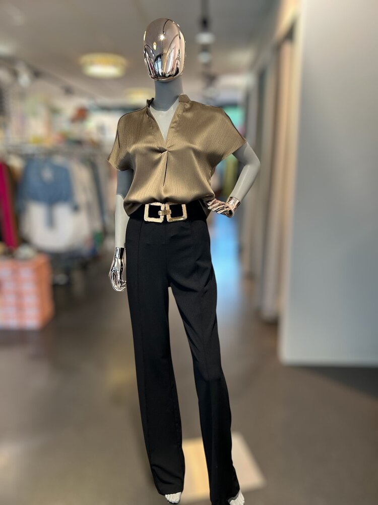 USA Drop Shoulder Blouse- Olive  WB4984