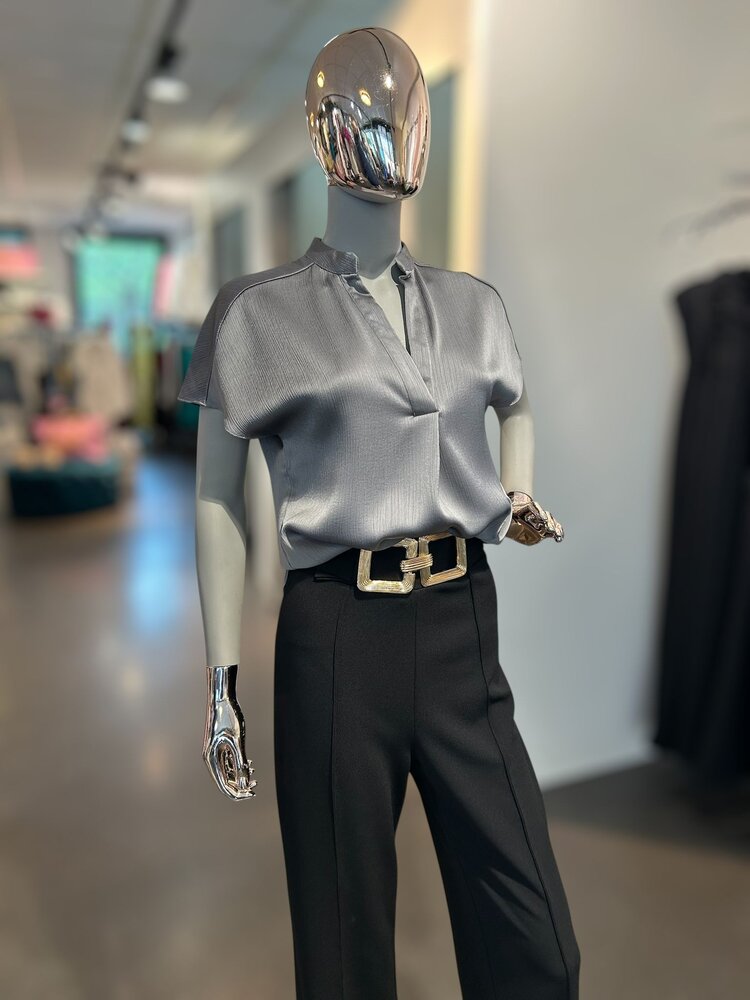 USA Drop Shoulder Blouse- Pigeon  WB4984