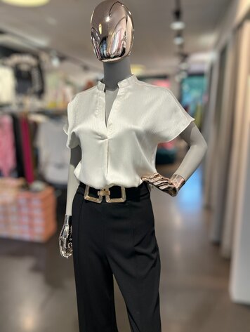 USA Drop Shoulder Blouse- Off White WB4984