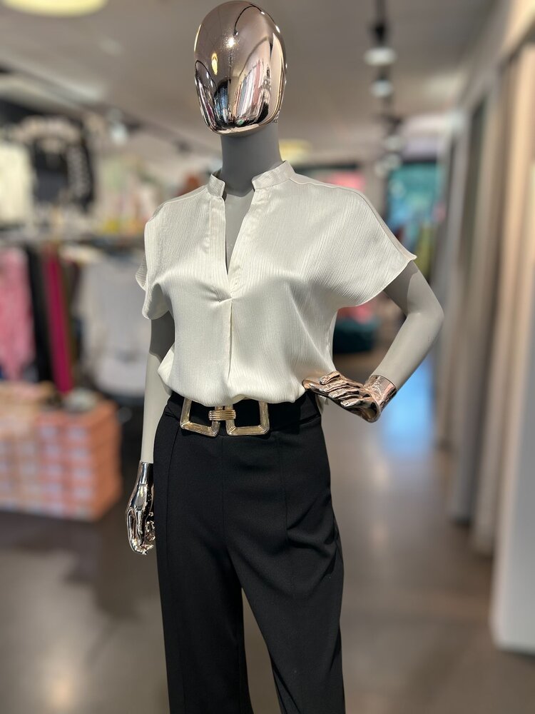 USA Drop Shoulder Blouse- Off White WB4984