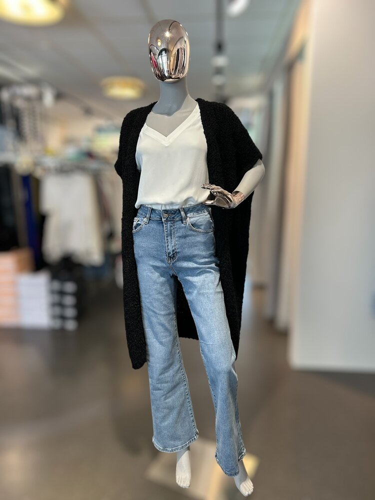 Germany Black Knit Open-Front Vest