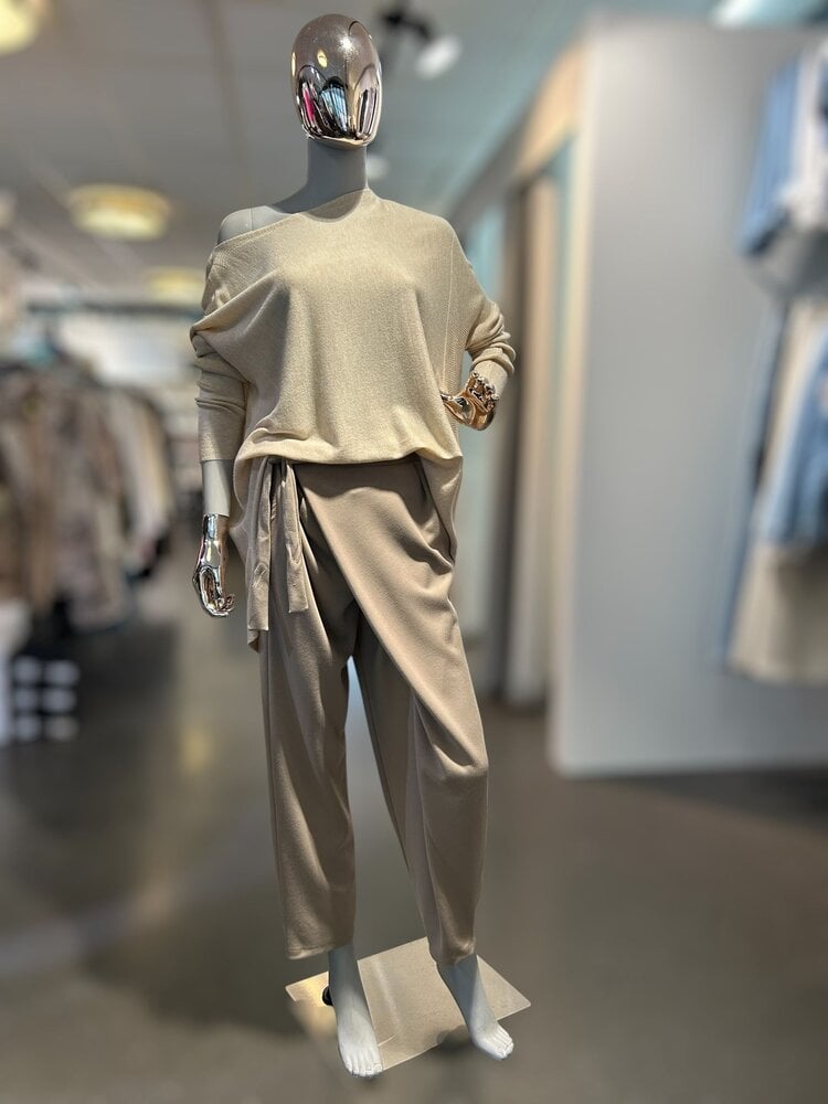 Germany Asymmetrical Wrap Pants- Beige