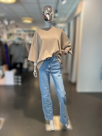 Germany Oversized Cropped Sweatshirt-  Caribbean Sand