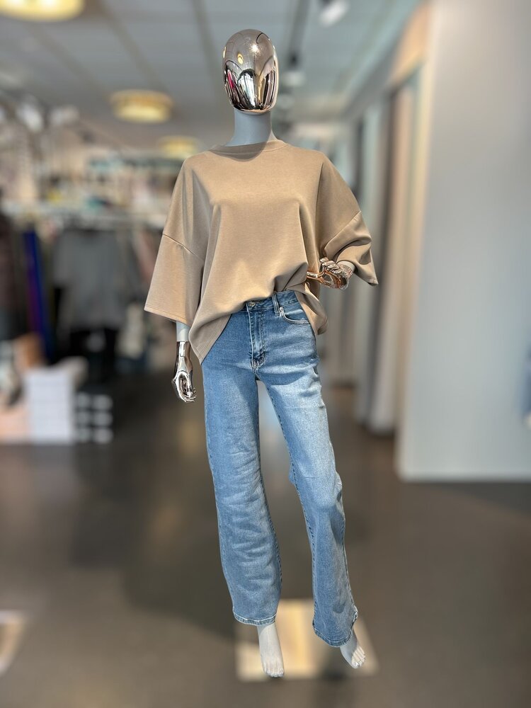 Germany Oversized Cropped Sweatshirt-  Caribbean Sand