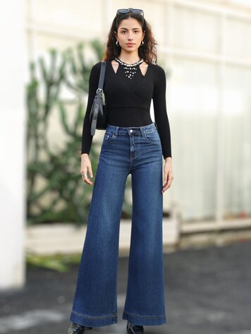 Paris Wide Leg Blue Jeans-JW852